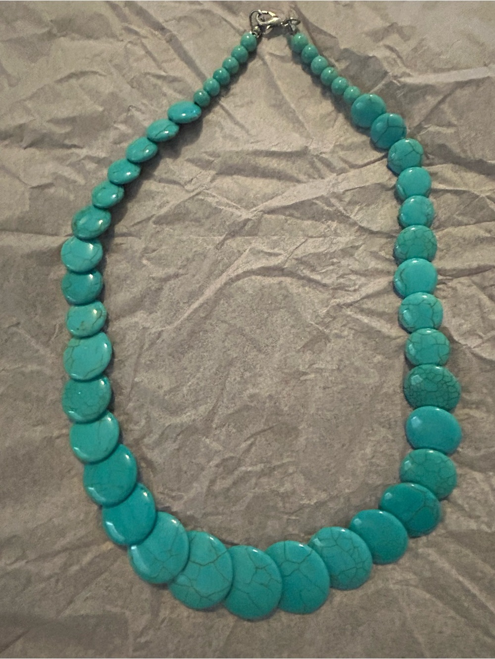 Funky Vintage Turquoise Disc Bead Necklace